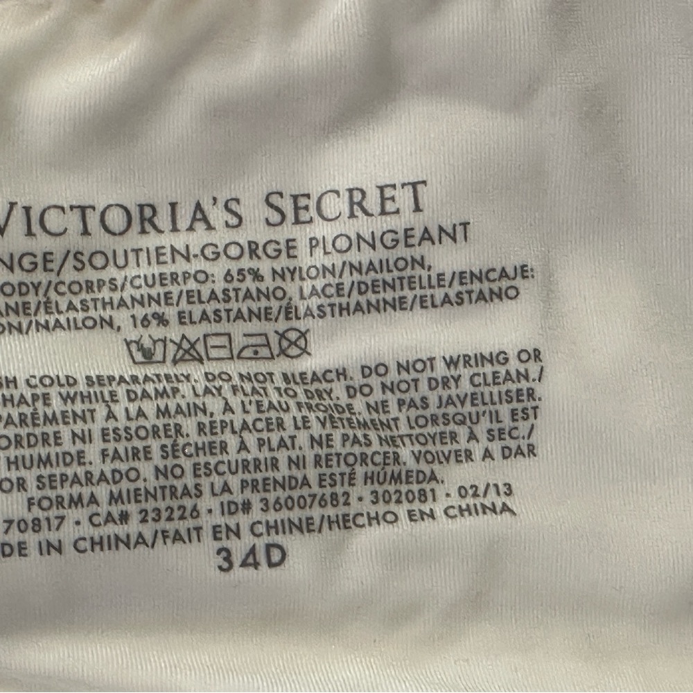 EUC Victoria's Secret Cream and Brown Bra with Elegant Lace Size 34D - Picture 4 of 4